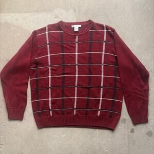 geoffrey beene sweater large mens red plaid vintage y2k 90s chrismas sweater GB